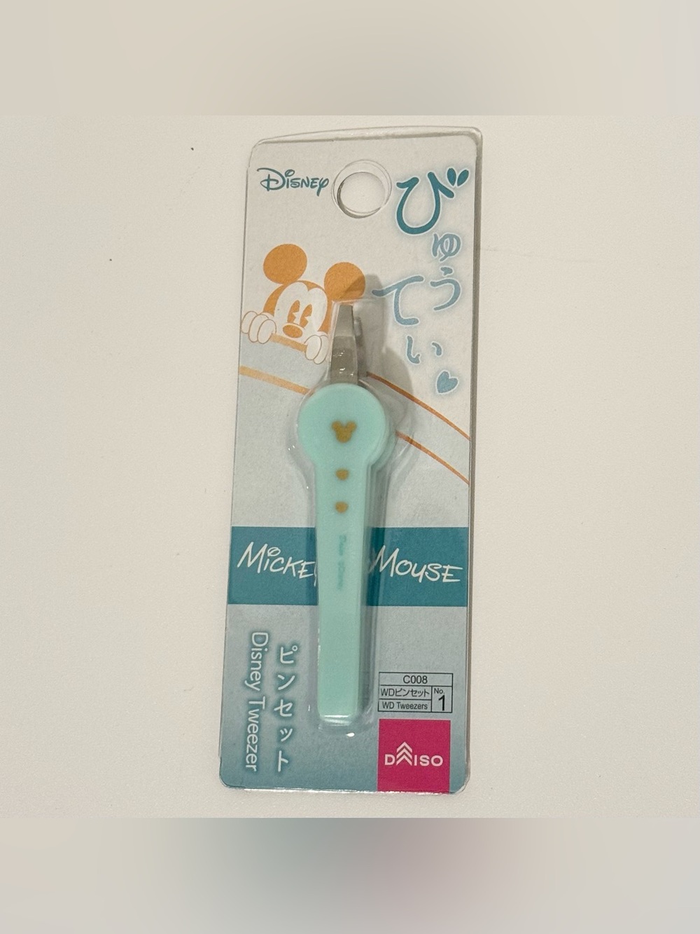 Daiso mint green Disney Mickey Mouse tweezers